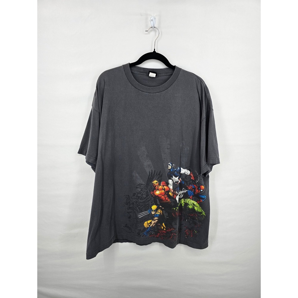 Marvel Mad Engine Mens‎ Avengers X-Men Graphic T-Shirt Gray 2XL Captain America